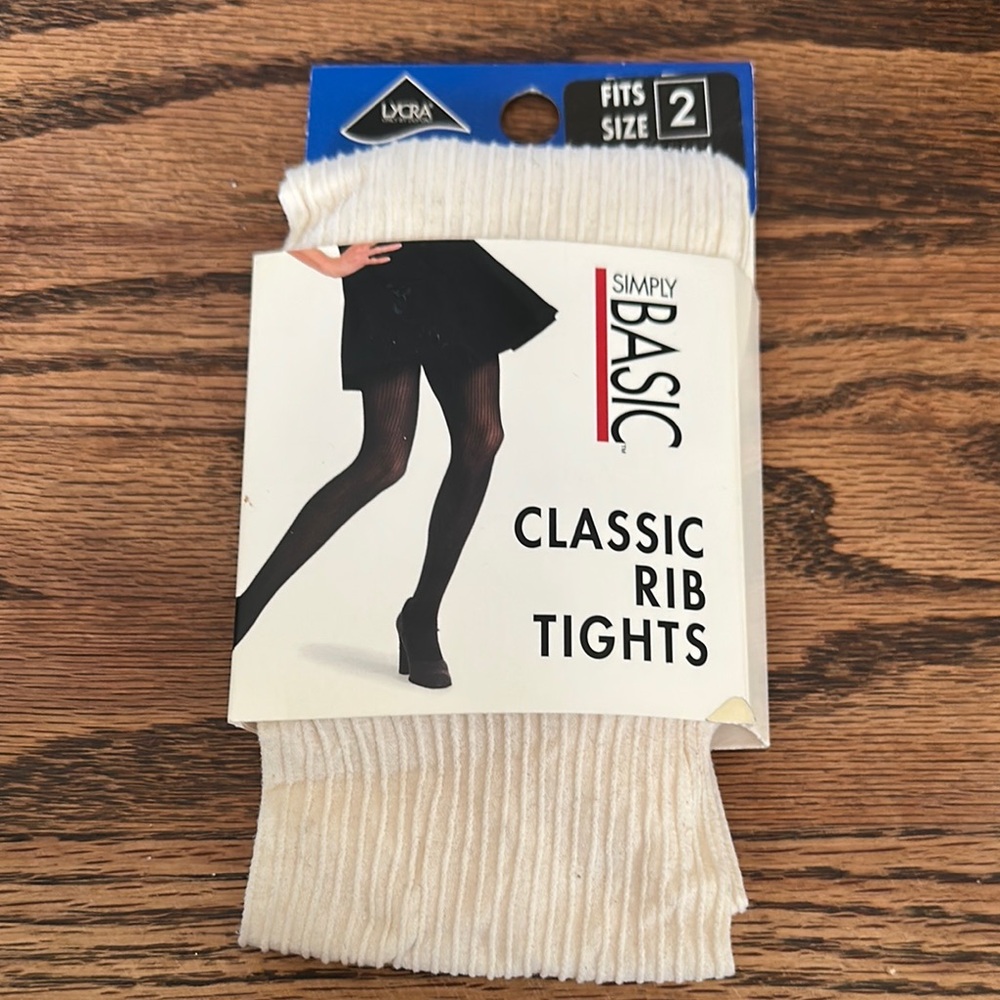 Simply Basic Ribbed Tights - Creme